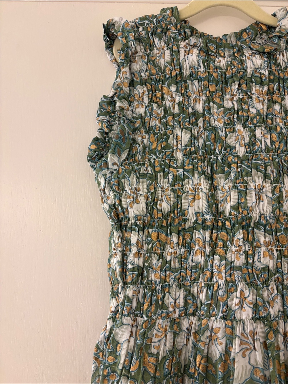 Oliphant Green Floral Smocked Maxi Dress - Picture 2 of 3